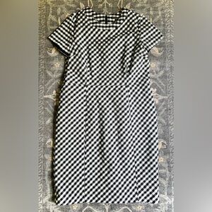 Brooks Brothers Black and White Sheath Midi Dress